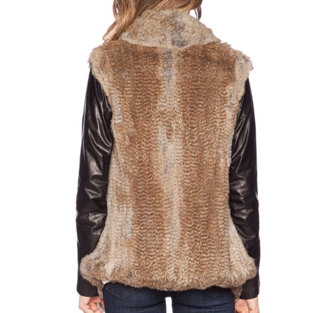 SALE 🌟 🤎 June rabbit fur and leather vest/jacket